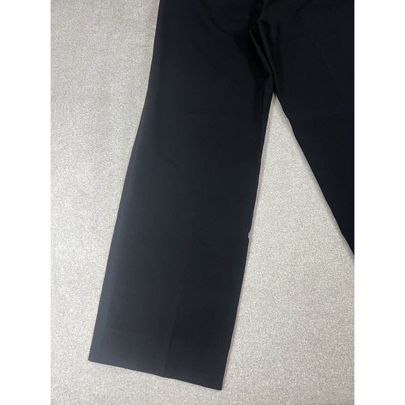 St John Caviar Diana Pants Womens Black Crepe High Rise Straight Trouser Size 12 - Picture 12 of 13